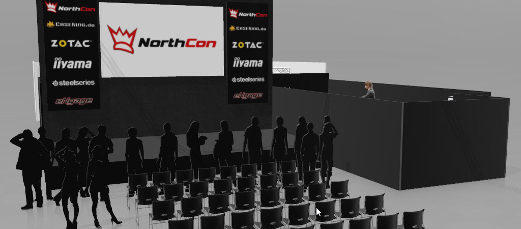 Mockup der Bühne der NorthCon 2017 in der Eventhalle