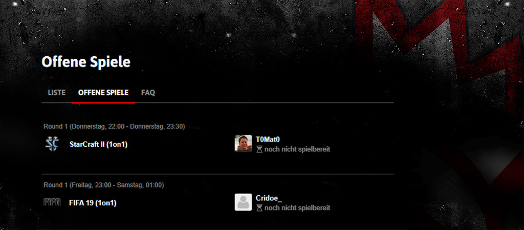 Neues Feature im Turniersystem: Offene Spiele